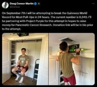 Censor to attempt to break the world record for most pull-ups in 24 hours (Image via X/Censor)